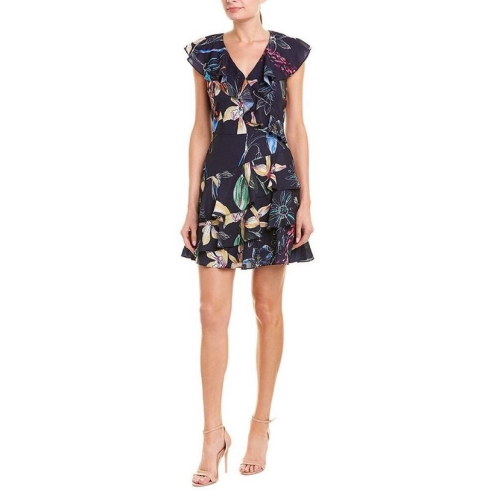 Parker Navy Blue Floral Mini Dress Size Small